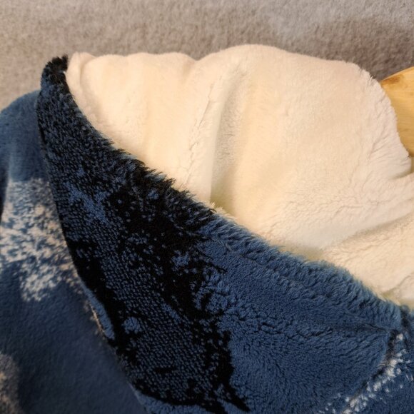 VTG Nordic Lights Jacket Coat Womens M Hooded Reversible Fleece Horse Pony Blue - Picture 14 of 14